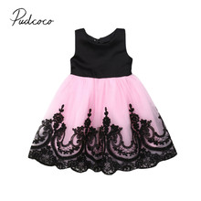 2019 Children Summer Clothing Toddler Baby Girl Sleeveless Dress Party Princess Floral Lace Patchwork Chiffon Sundress Outfit 2024 - buy cheap