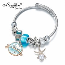 Meyfflin Korean Cuff Bracelets for Women Trendy Silver Charm Bracelet & Bangle With Planet Star Pendant Pulseras Fashion Jewelry 2024 - buy cheap