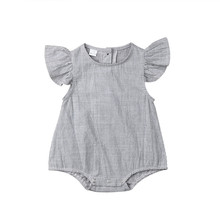 Hot Sale Newborn Baby Gray Striped Sleeveless Striped Casual Jumpsuit Summer Cotton Romper for Baby Boys Girls Holiday 2024 - buy cheap