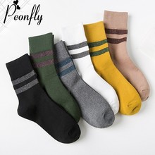 PEONFLY Winter Personality Two Bar Stripes Gold Silver Silk Women Socks Fashion Solid Color casual Cotton Pile Heap Socks 2024 - buy cheap