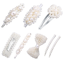 8 Style Korea Pearl Metal Hair Pins Flower Hair Ornaments Women Girl Knot Clip Barrette Headwear Hairpins Wedding Jewelry 2024 - buy cheap