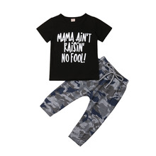 1-6Y Summer Causal Infant Kids Baby Boys Clothes Sets 2PCS Letter Short Sleeve Black T-Shirts+Camouflage Pants 2024 - buy cheap