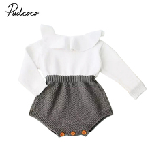 Pudcoco Newborn Baby Girl Wool Blend Baby Romper Warm Knit Sweater Long Sleeve Rompers Fall Autumn 2024 - buy cheap