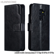 Hunreone PU Leather Protection Purse Flip Cover Wallet Case For Samsung Galaxy S9 S9 Plus S8 S8 Plus S7 S7 Edge 2024 - buy cheap