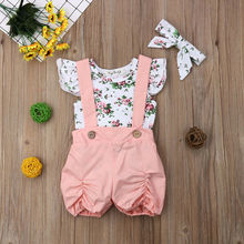 3Pcs Baby Girl Clothes Kids Floral Romper+Bib Pants Overalls+Headband Newborn Clothes Outfit Summer Casual Infant Clothing 0-18M 2024 - buy cheap