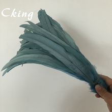 New Coming Factory wholesale 100pcs/lot rooster tail feather Sky Blue 25-30cm(10-12inch) colored feathers for sale Chicken plume 2024 - buy cheap