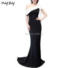 Женское вечернее платье с одним плечом NYZY E36, Белое и черное элегантное длинное платье с бантом на одно плечо, 2019 2024 - купить недорого
