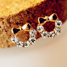 Cue Fashion Rhinestone Bowknot Clip Earrings Without Piercing Gold Clip On Earrings for Women Girls Crystal Ear Cuff Jewelry 2024 - buy cheap