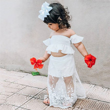 2-6T Toddler Kid Baby Girl Cute Princess Dress set Boho Beach Summer White Ruffles Lace Tops Long Skirt set Party Outfits 2024 - buy cheap