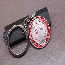 Religious Key Chain Round Saint Benedict Medal Key Chain Cross Key Chain Religious Jewelry Christmas Gift 2024 - buy cheap