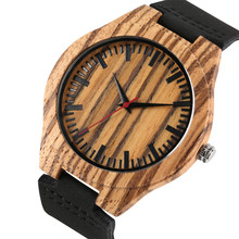 Clock Stripe Wooden Men's Watches Quartz Male  Casual Sport Watch Man Black Soft Leather Strap Wristwatches Gifts 2019 New 2024 - buy cheap