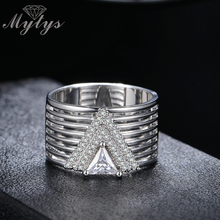 Mytys-Anillo de triángulo de cristal hueco para mujer, chapado en plata, R1193 2024 - compra barato