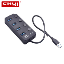 CHYI-HUB USB USB-A a 4 puertos USB 3,0, divisor portátil con adaptador de corriente externa 3.0, supervelocidad 5Gbps para PC, portátil y de escritorio 2024 - compra barato