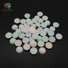 Frete grátis 2.0mm ~ 10mm cabochão redondo fundo plano op17 pedra opala sintética fogo branco para joias 2024 - compre barato