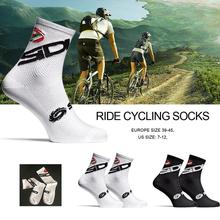 New Cycling Socks Letter Stocking Men Sports Mid-calf Length Sock Outdoor Black White Breathable Road Bikes Socks 2024 - buy cheap