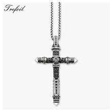 Link Chain Necklace Skull Cross Pave, Fashion 925 Sterling Silver Jewelry Collar Hombre Vintage Gift For Men Women Boy Girls 2024 - buy cheap
