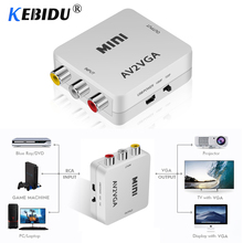 Kebidu-mini conversor de vídeo hd av2vga, adaptador av, cvbs para vga, conversor de vídeo com adaptador de áudio de 3.5mm para pc hdtv 2024 - compre barato