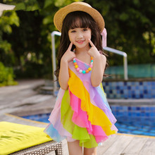 Girls 2021 new summer striped children's dress official princess vest dress 3-11 years old elegant chiffon  child 2024 - buy cheap