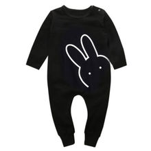 Macacão de algodão infantil, roupa casual preta de manga longa para meninos e meninas 2024 - compre barato