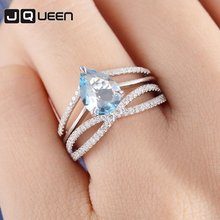 Silver Plated Ring for Women Blue Stone Crystal Cubic Zircon Rings Female Engagement Wedding anel feminino anillos Jewelry 2024 - buy cheap