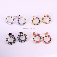 ZYZ-9795 Trendy flower shape colorful rainbow cz stud earring for women Gold filled fashion earring 2024 - buy cheap