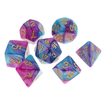 Juego de dados de fiesta para beber, paquete de dados poliédricos púrpura y azul para DND TRPG MTG, juego de juguete, venta al por mayor, 7 unidades 2024 - compra barato