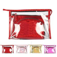 3pcs Travel PVC Cosmetic Bags Women Transparent Clear Zipper Laser Makeup Bags Organizer Bath Wash Make Up Tote Handbags Case 2024 - buy cheap