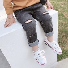 2 3 4 5 6 Years Toddler Boy Jeans Fashion Hole Elastic Waist Trousers Jeans For Boys Casual Skinny Pants Boy Kids Pants New 2019 2024 - buy cheap