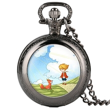 The Little Prince Fairy Tale Quartz Pocket Watch Rose Fox Elefant Cover Pattern Fob Clock Watch Necklace Gifts for Children Boys 2024 - buy cheap