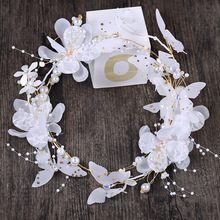 Coreano branco artesanal pérola seda fio de flor acessórios para cabelo madrinha de honra casamento acessórios faixa de cabelo 2024 - compre barato
