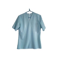 Latex Unisex V collar Fashion Loose Casual Short Sleeves Coat Light Blue Top With Zipper 0.4mm Size XXS-XXL 2024 - buy cheap