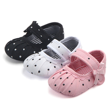 Toddler Infant Baby Girls Flower Bow Shoes Cute Polka Dot Crib Soft Sole Shoes Babe First Walker Sole Shoes Newborn 0-18 Months 2024 - buy cheap