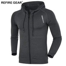 Refire-jaqueta de corrida masculina, esportiva, mangas compridas, com capuz, justa, para academia, futebol, treinamento de corrida, roupas 2024 - compre barato