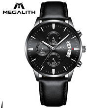 MEGALITH модные повседневные часы для мужчин водонепроницаемые хронограф аналоговые часы из натуральной кожи кварцевые наручные часы 2024 - купить недорого