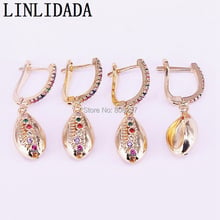 5Pair gold Fashion Summer style earring for girl women paved rainbow cz conch shell unique jewelry dangle earrings 2024 - buy cheap