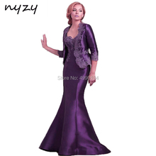NYZY M41 Purple Mother of the Bride Groom Dresses 2 Piece Outfits with Jacket Formal Dress Women Elegant Madre Fiesta 2024 - buy cheap