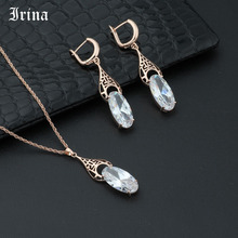 Irina crystal necklace set Drop Pendant Necklace Stud Earrings Jewelry Set Openwork Pendant Necklace Earrings Fashion hot new 2024 - buy cheap