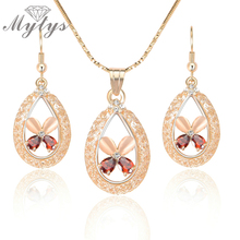 Mytys-conjuntos de joias com rede de fio oval, rosé, dourado, com tubo, preenchimento de cristal, para mulheres, colar, brincos, cn304 2024 - compre barato