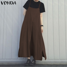 VONDA Women Dress 2020 Summer Sexy Spaghetti Strap Sleeveless Long Dresses Casual Loose Vintage Vestidos Plus Size Sundress 2024 - buy cheap