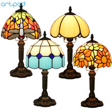 Artpad American Stained Retro Table Lamps Turkish Mosaic E27 Base Glass Lampsahde Bedroom Bedside Vintage Desk Lamp 110v 220v 2024 - buy cheap