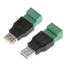 USB 2,0 Тип A гнездо/Папа к 5P винт w/щит терминал разъем адаптера Прямая поставка 2024 - купить недорого