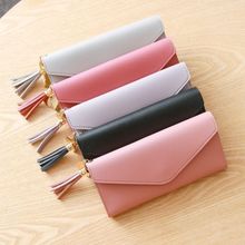 2019 New Women PU Leather Wallet Purse Long Card Holder Clutch Box Bag Phone Solid Casual Tassel Ladies Packs Fashion Hot Sale 2024 - buy cheap