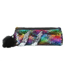 Reversible Sequins Hairball Pencil Case Fashion Large Pencil Bags School Supplies Stationery Gift Zipper Pencil Bag 2024 - buy cheap