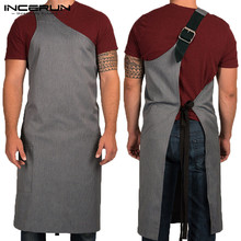Adjustable One-shoulder Design Working Striped Apron Fashion Women Men Apron Kitchen Cooking Baking Restaurant Apron Garments 2024 - buy cheap