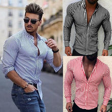 Shirts 2020 Brand Fashion Men Luxury Stylish Striped Button Casual Dress Shirts Long Sleeve Slim Fit Shirts Classic-fit Comfort 2024 - buy cheap