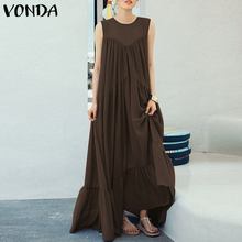 VONDA Women Sleeveless Floor-Length Dress 2021 Vintage O Neck Big Swing Hem Maxi Long Dress Streetwear Sexy Summer Vestidos 5XL 2024 - buy cheap