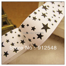 Envío gratuito 1 "(25mm) estrella blanco impreso cinta de Grosgrain de poliéster DIY accesorios para el cabello regalo paquete xx007 2024 - compra barato