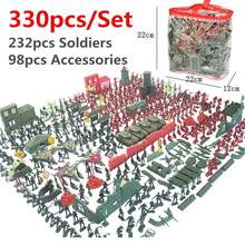 Kit de juego de modelo de plástico militar para hombre, 330 Uds., figuras de juguete, accesorios, modelo de arenero, juego de ejército militar 2024 - compra barato
