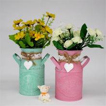 Portable Flower Holder Iron Vase Flower Pot Bucket Planter Pastoral Style Crafts Creative Garden Ornaments Home Decoration 2024 - buy cheap