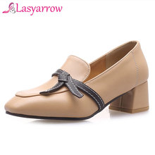 Lasyarrow Plus Size Woman Dress Shoes OL Office Lady Shoes Chunky High Heels Women Shoes Square Toe Shallow Pumps Ladies Shoes 2024 - buy cheap